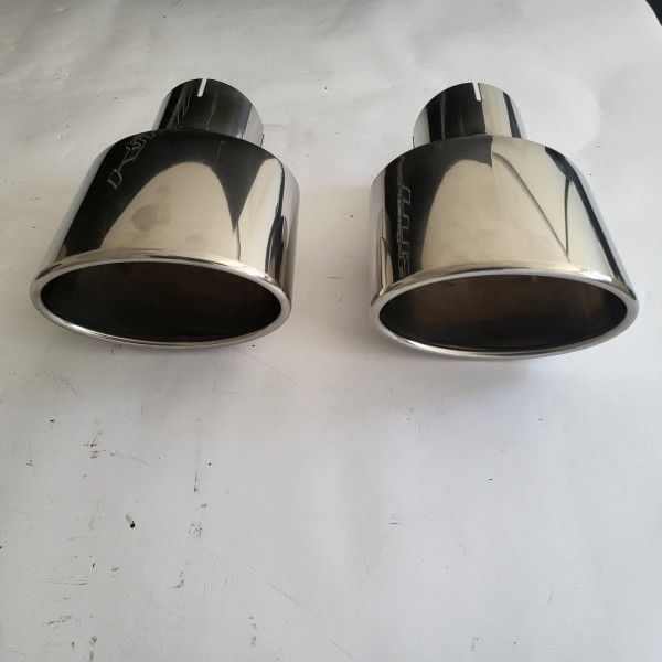 Paar Endrohre RS Style oval 140x90 mit Anschluß für 76mm 3" Auspuffanlage